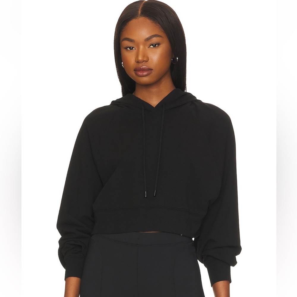 ALO Black Cropped Hoodie